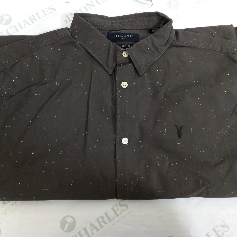 ALL SAINTS RELAXED FIT HENNA BROWN MOLERA LS SHIRT - LARGE 