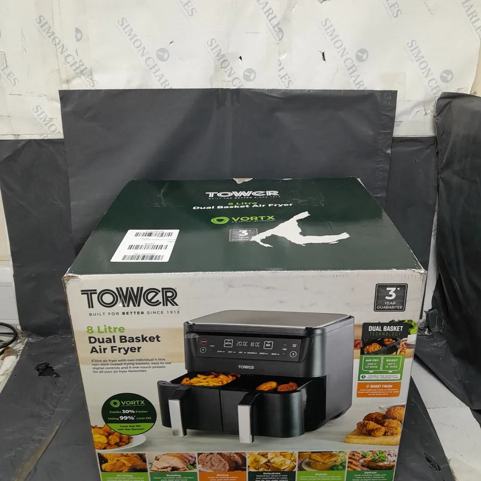 TOWER VORTX DUAL BASKET AIR FRYER 8L - BLACK RRP £149