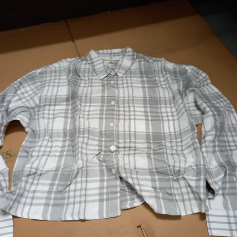 LA REDOUTE GREY/WHITE CHECKED SHIRT - SIZE 12Y