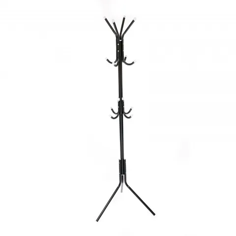 12 HOOK COAT UMBRELLA STAND HAT RACK HEAVY DUTY ALL METAL BLACK
