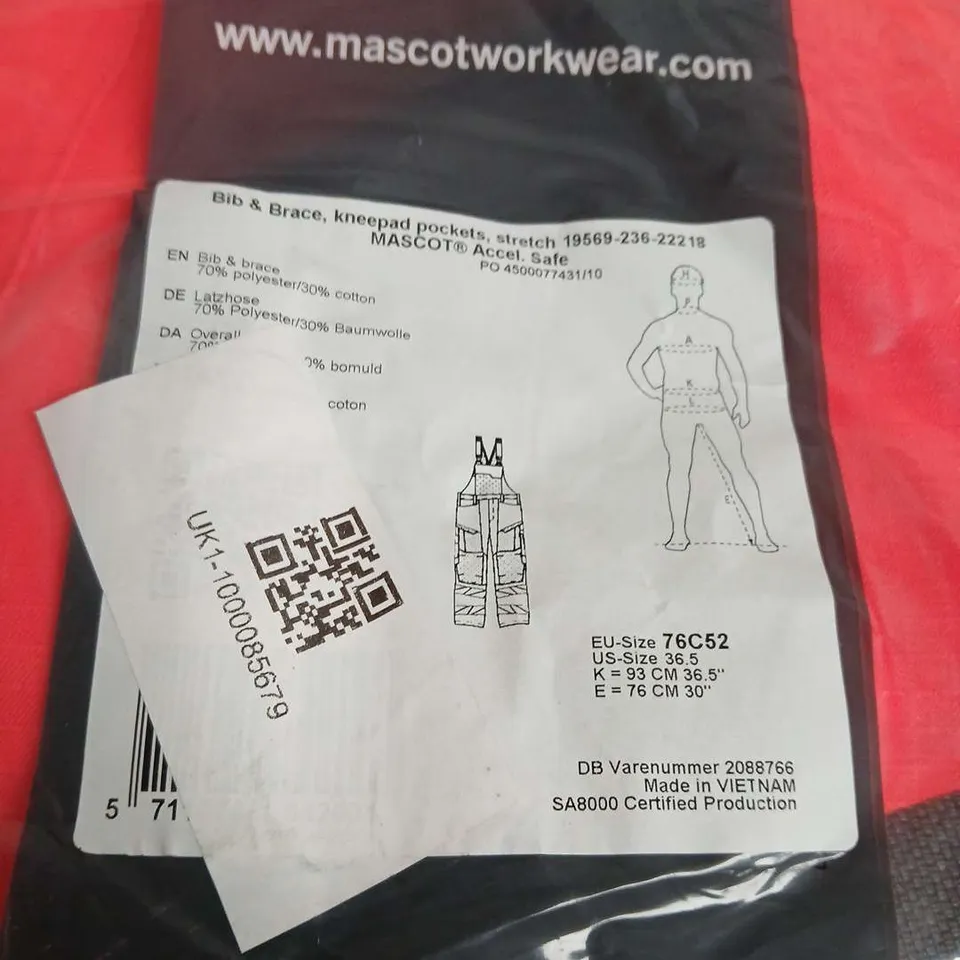 MASCOT ACCELERATE SAFE BIB & BRACE, KNEEPAD POCKETS 19569-236-22218 EU SIZE 76C52