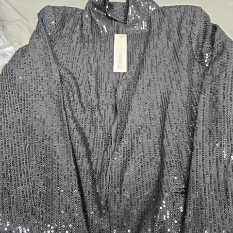 ROMAN WOMEN'S BLACK SEQUIN TOP/JACKET WITH SHOULDER PADS SIZE 12