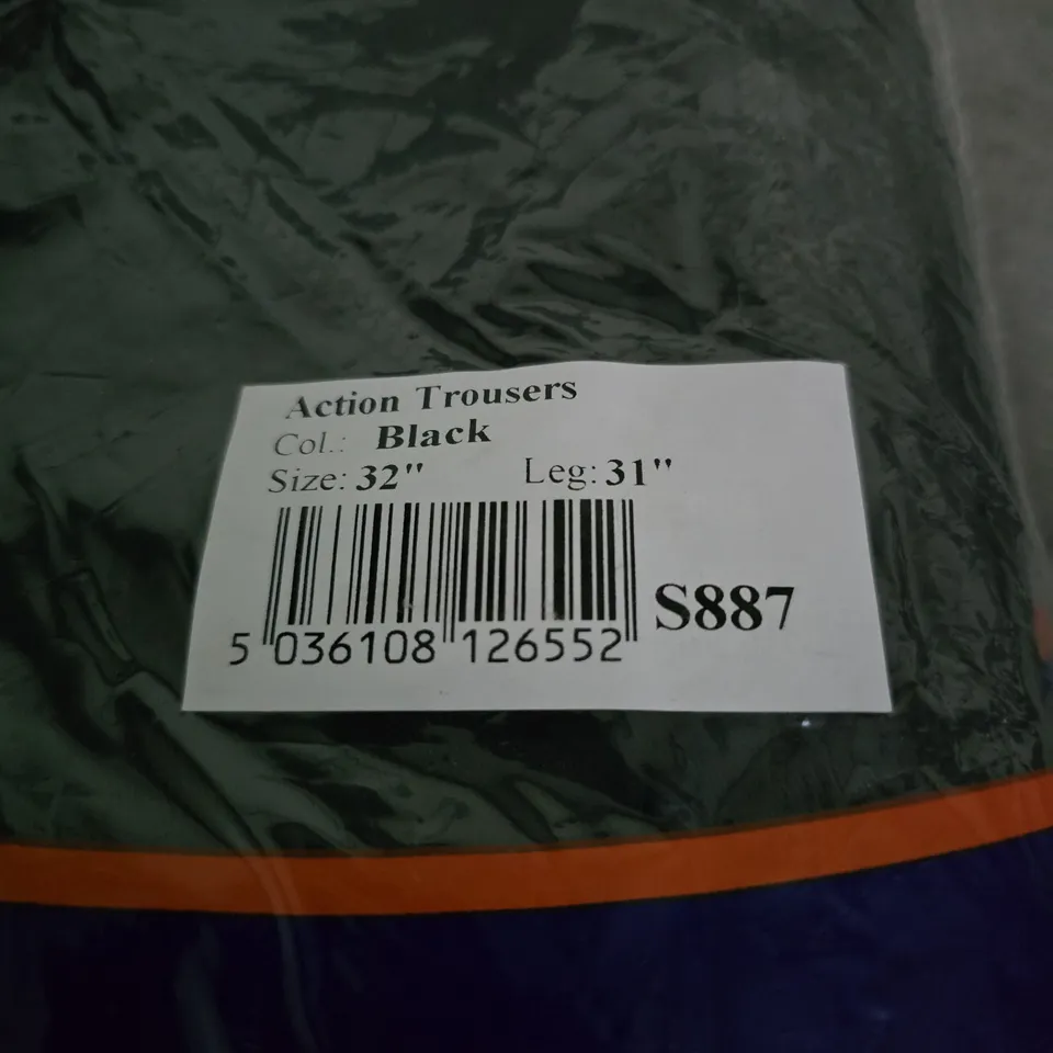 PORTWEST ACTION TROUSERS BLACK SIZE WAIST 32", 31" LEG. BAGGED