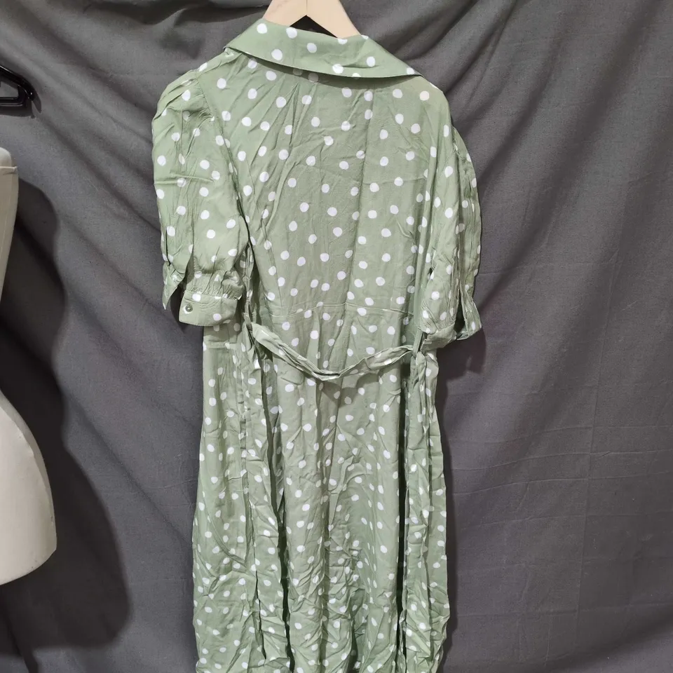 DOROTHY PERKINS PETITE GREEN POLKA DOT WRAP DRESS – UK 12 (US 8) 