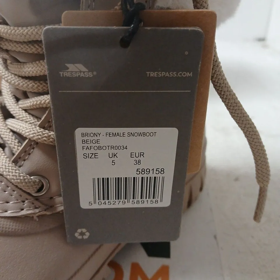 TRESPASS BRIONY SNOWBOOT – BEIGE, WOMEN'S UK 5 (EU 38)