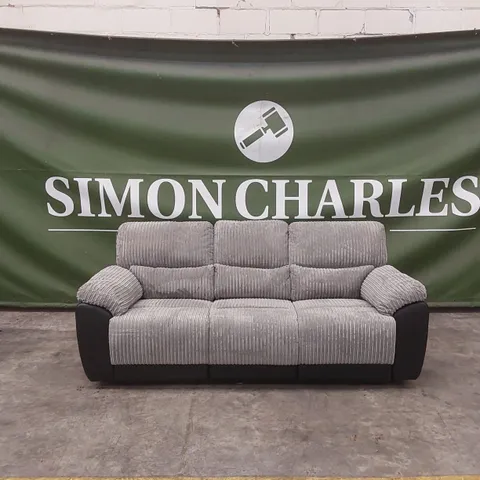 SIENNA FABRIC/FAUX LEATHER HIGH BACK 3 SEATER RECLINER SOFA