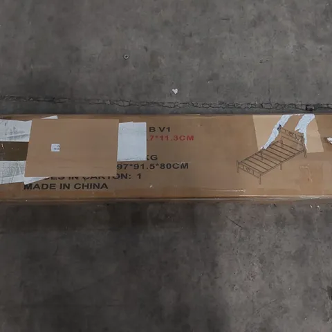 BOXED SINGLE BEDFRAME WITHMETAL SLATTED HEADBOARD (1 BOX)