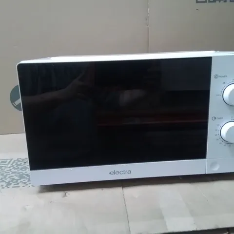BOXED ELECTRA MWSM20LW 20L 26CM HIGH, FREESTANDING SMALL STANDARD MICROWAVE OVEN - WHITE