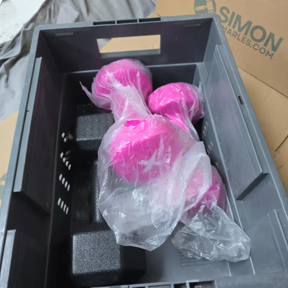 3 X DUMBELLS -  2 6KG AND 1 3KG 