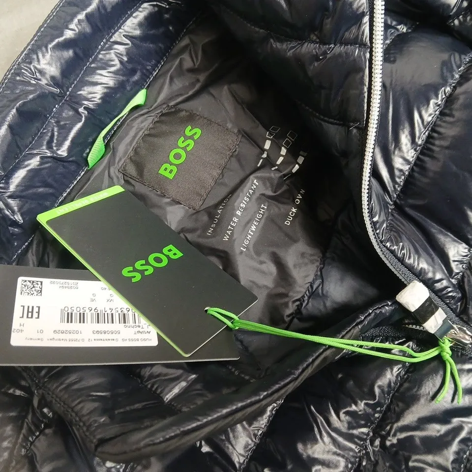 BOSS DUCK DOWN ZIP THROUGH JACKET IN NAVY - BR G