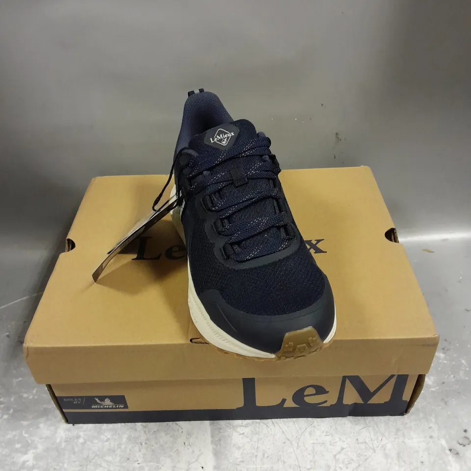 BOXED PAIR OF LEMIEUX TRAX WATERPROOF TRAINER IN NAVY SIZE UK 7