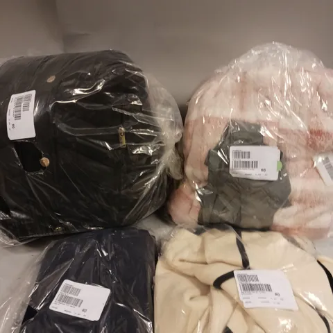 APPROXIMATELY 10 ASSORTED CLOTHING ITEMS TO INCLUDE SOFT KNIT PIPE JACKET, PLUSHSOFT SHACKET, DAWN HD COAT ETC