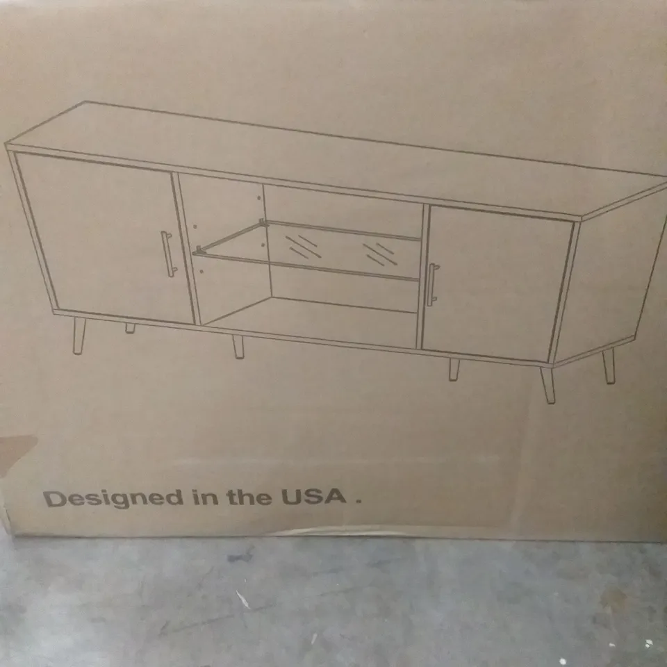 BOXED 60" 2 DOOR TV CONSOLE - DARK WALNUT