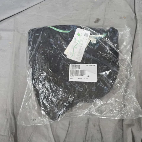 BAGGED WHITE STUFF ANETH ECO VERO SHIRRED DRESS IN BLACK MULTI - SIZE 12