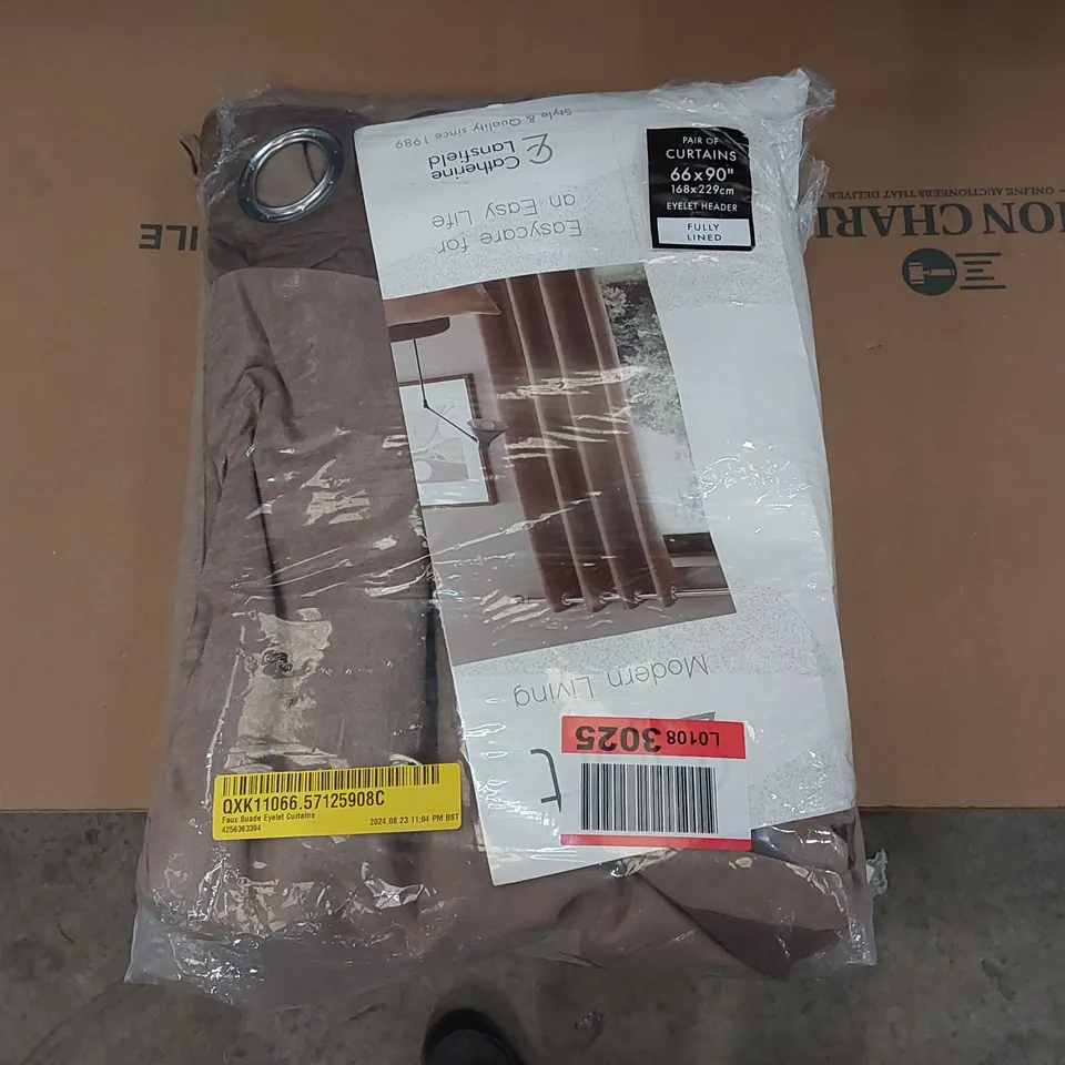 BAGGED FAUX SUEDE EYELET CURTAINS - 168 X 229CM 