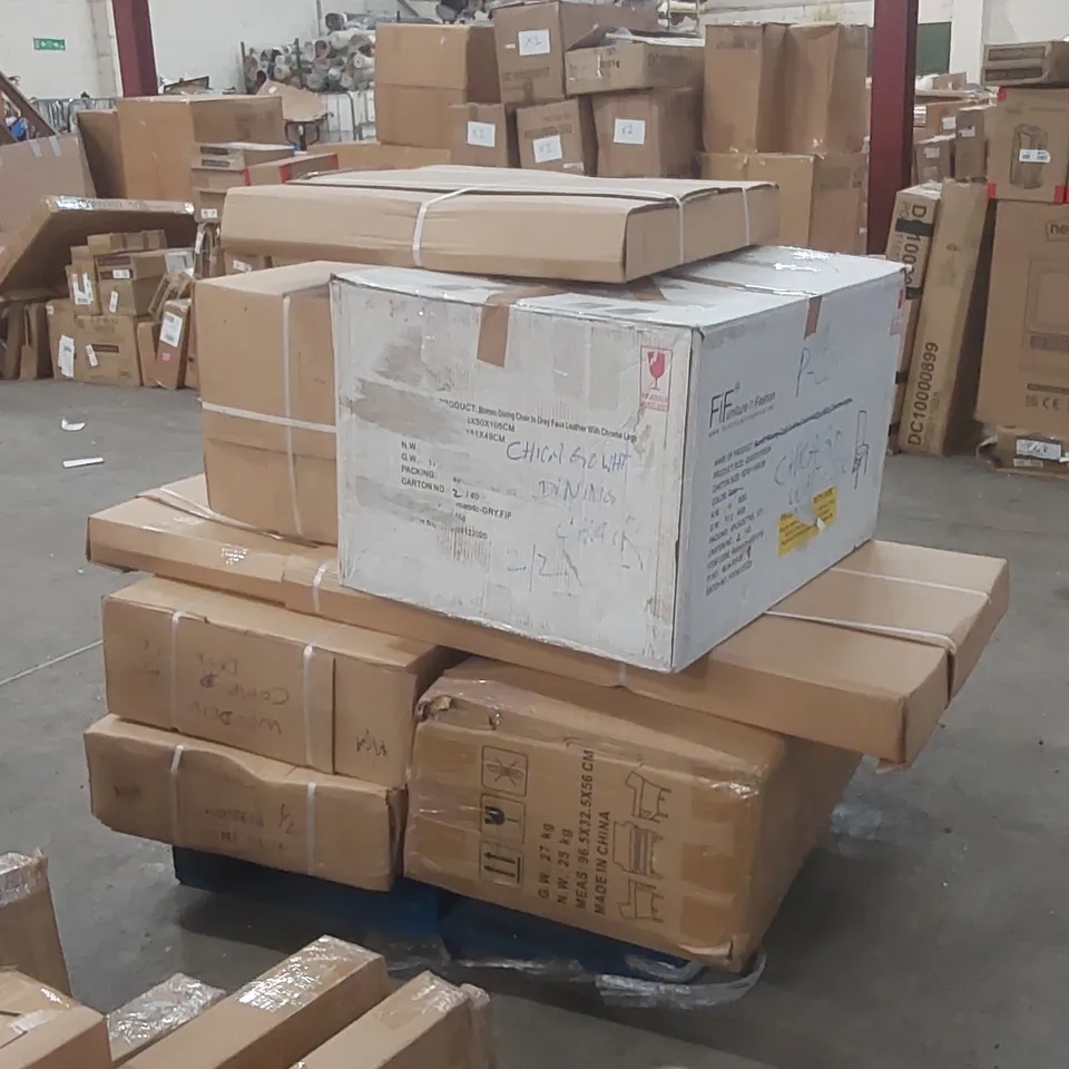 PALLET CONTAINING A LARGE QUANTITY OF ASSORTED DESIGNER FURNITURE PARTS