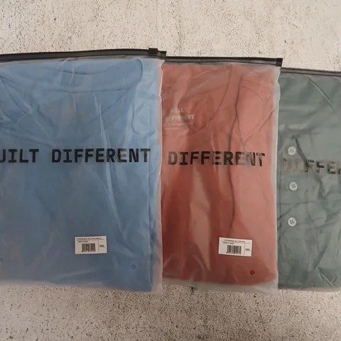 SET OF APPROXIMATELY 10 ASSORTED BUILT DIFFERENT T-SHIRTS/SHIRTS IN VARIOUS COLOURS AND SIZES