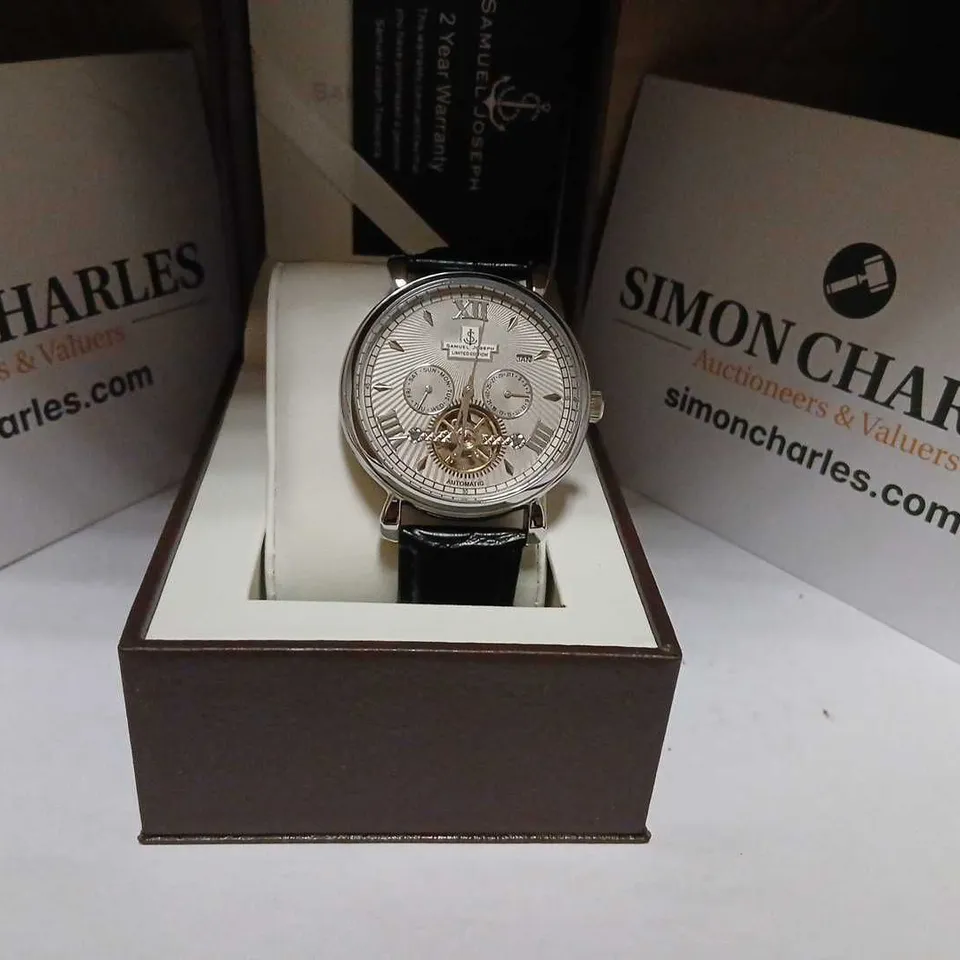 SAMUEL JOSEPH AUTOMATIC LIMITED EDITION SILVER GRAY WRISTWATCH – BOXED (SJ0007)