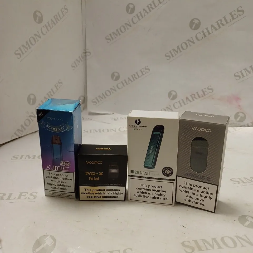 BOX OF APPROX 10 ITEMS TO INCLUDE OXVA XLIM SE, VOOPOO PNP-X POD TANK, LOST VAPE URSA NANO. 