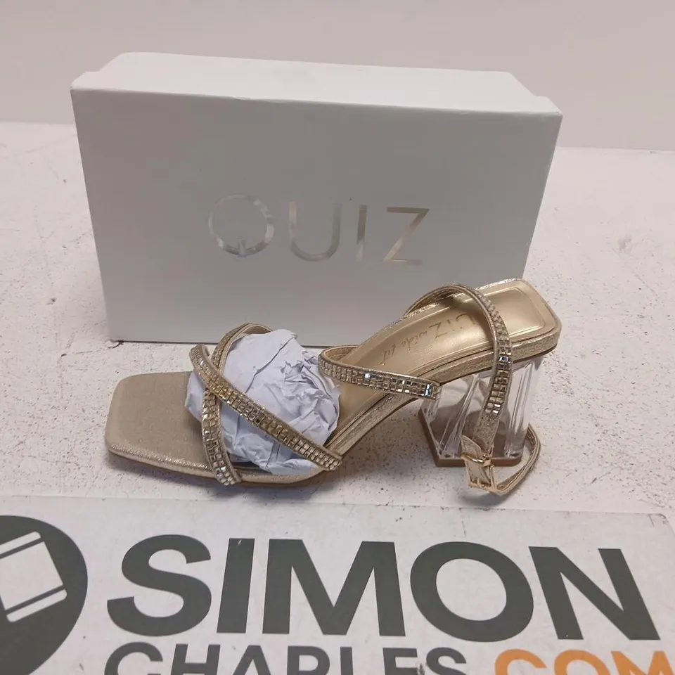 QUIZ GOLD STRAPPY HEELED SANDALS – UK 5 (WOMENS)