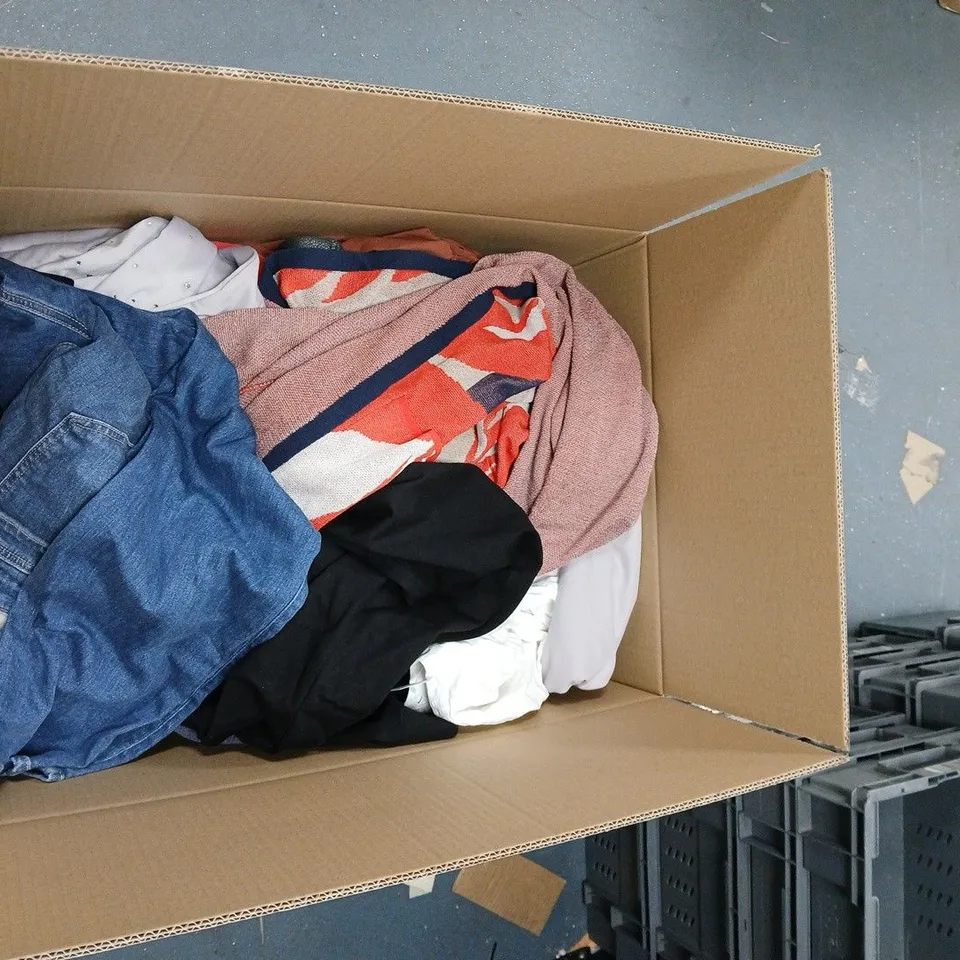 WOMEN'S CLOTHING BUNDLE: PATTERNED CARDIGAN, PINK KNIT CARDIGAN & DENIM JEANS BOX OF APPROXIMATLEY 20 ITEMS WOMANS CLOTHING .