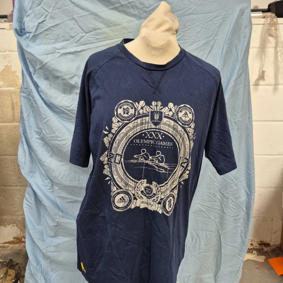 ADIDAS NAVY T-SHIRT – OLYMPIC GAMES GRAPHIC, UK M