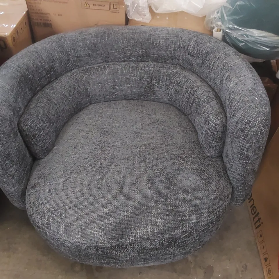 QUALITY DESIGNER DANETTI HENRY DARK BLUE CHUNKY WEAVE SWIVEL LOVE SEAT