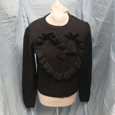 CATH KIDSTON BLACK KNIT JUMPER WITH RUFFLE HEART DETAIL β WOMEN'S