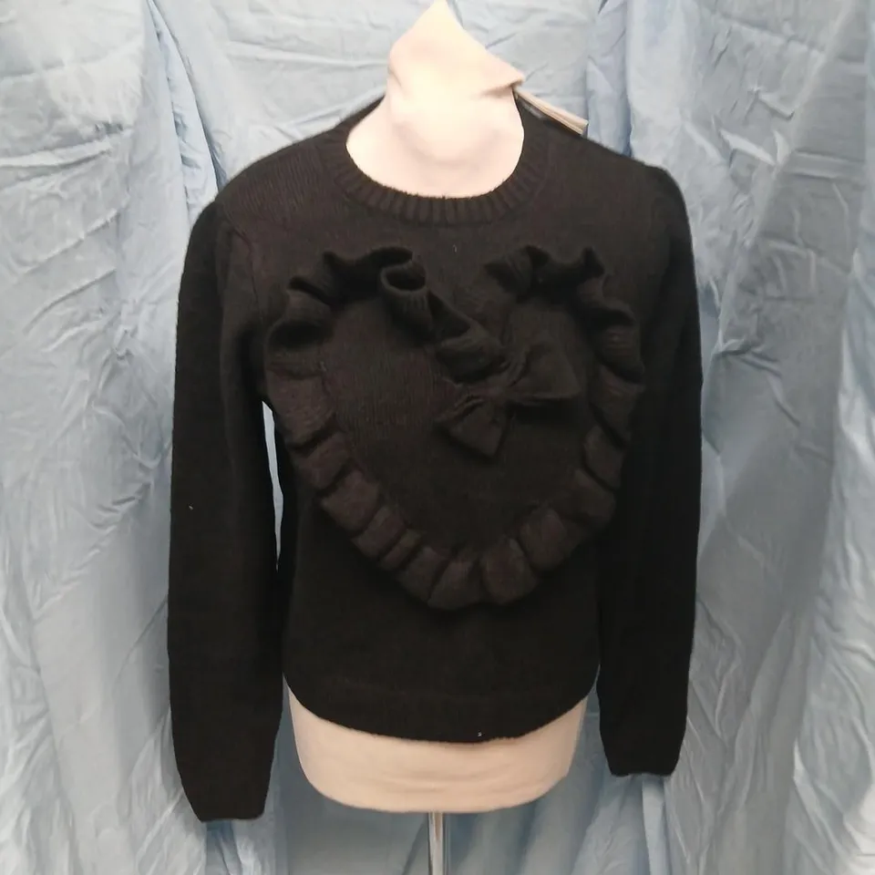 CATH KIDSTON BLACK KNIT JUMPER WITH RUFFLE HEART DETAIL – WOMEN'S