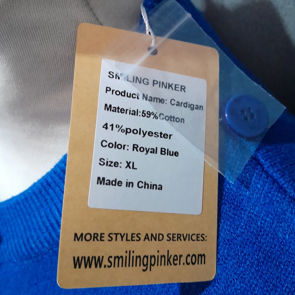 SMILING PINKER ROYAL BLUE CARDIGAN - XL