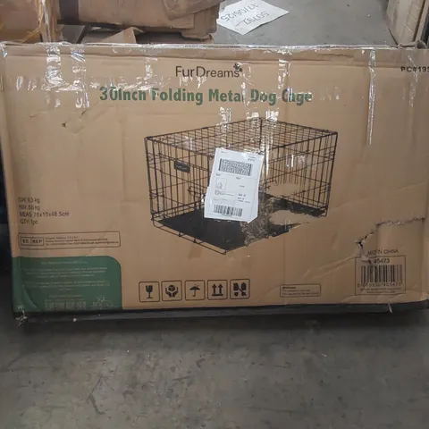 BOXED 30INCH FOLDING METAL DOG CAGE