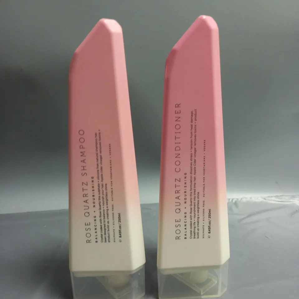 LOT OF 2 CRYSTAL EARTH ROSE QUARTZ SHAMPOO AND CONDITIONER 250ML