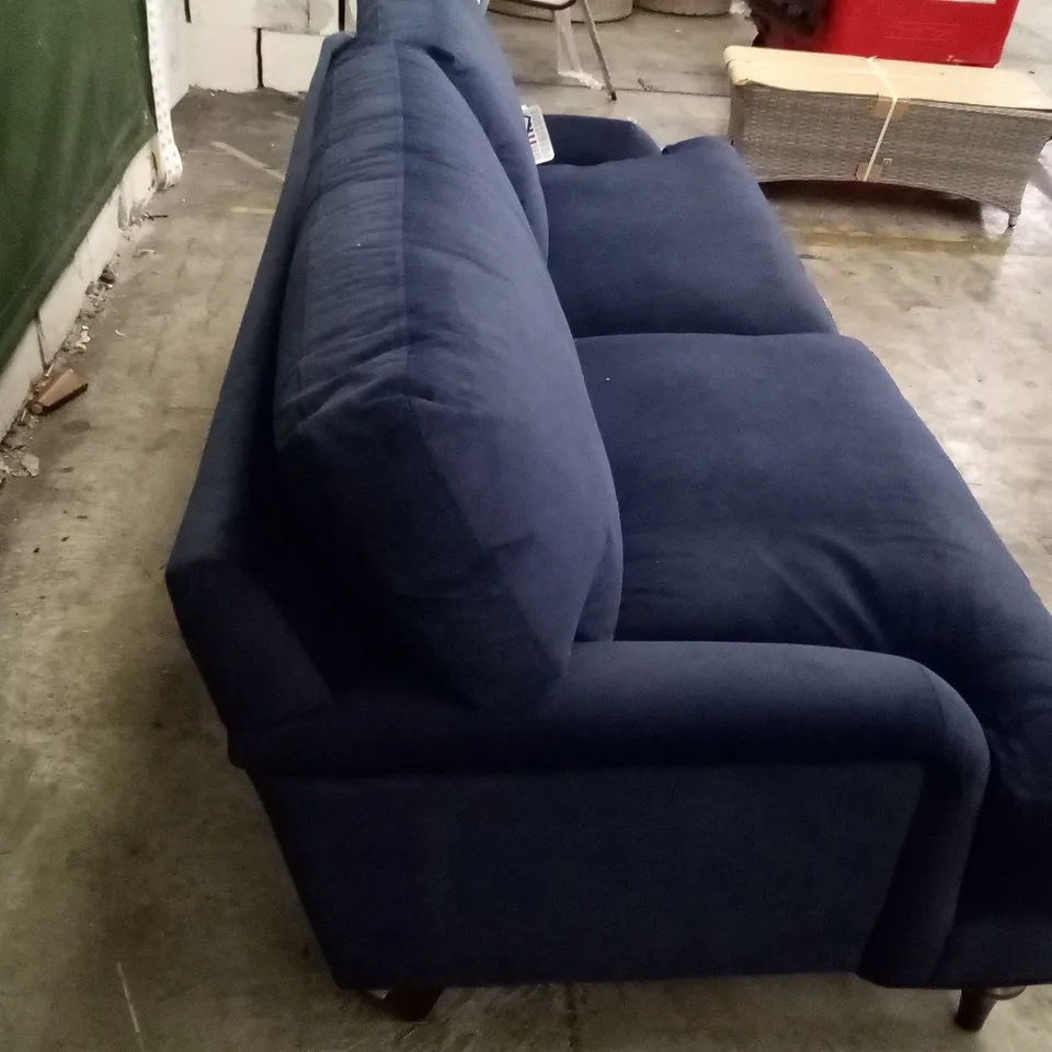 QUALITY THE LOUNGE CO DESIGNER 3 SEATER SOFA - DARK BLUE FABRIC 
