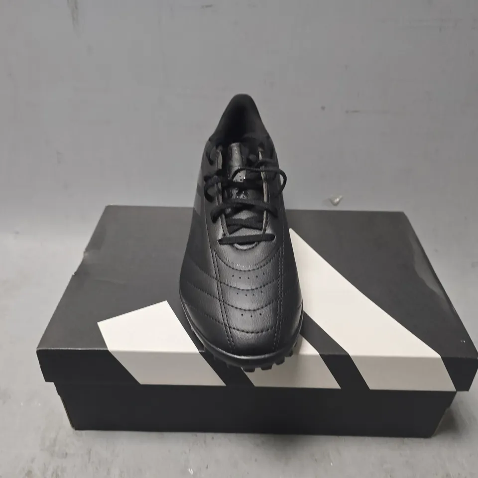 BOXED PAIR OF ADIDAS GOLETTEO IX TF BOOTS IN BLACK - UK 8.5