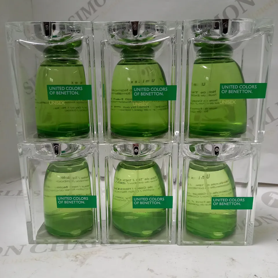 LOT OF 6 X 75ML UNITED COLOURS OF BENETTON UNISEX EAU DE TOILETTE