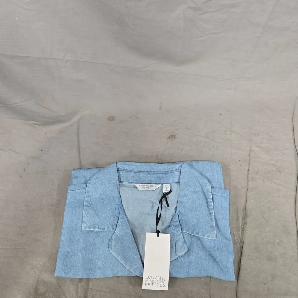 DANNII MINOGUE PETITES LIGHT BLUE DENIM TOP – UK 12P