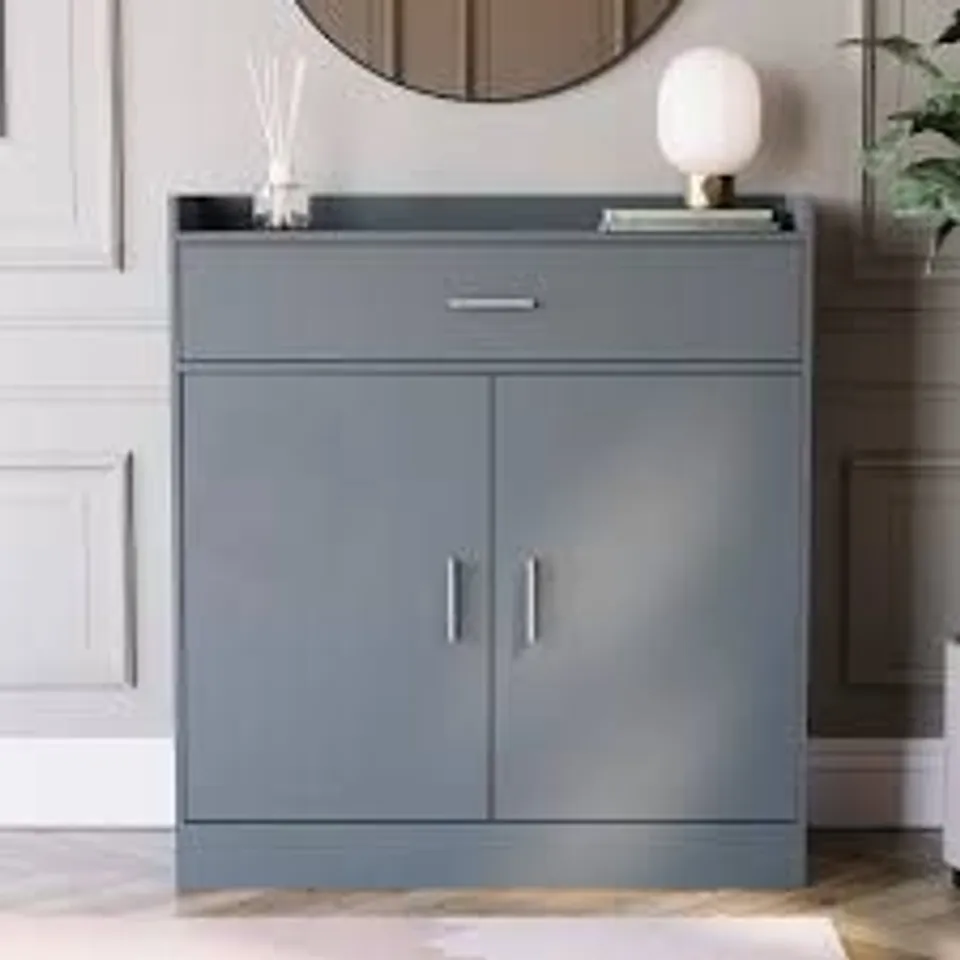 BOXED LASSIC DALBY 2 DOOR 1 DRAWER SHOE CABINET - GREY (1 BOX)