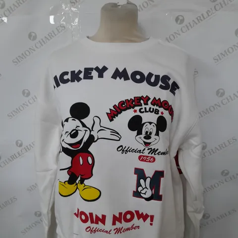 COTTON ON DISNEY MICKEY MOUSE FLEECE CREW IN OFF WHITE SIZE XS 