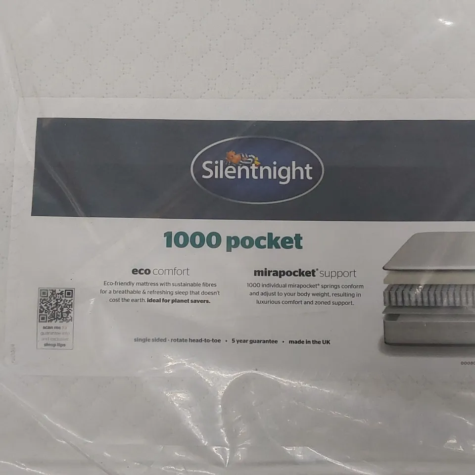 BAGGED SILENTNIGHT 4FT6 DOUBLE SIZED 1000 POCKET MATTRESS