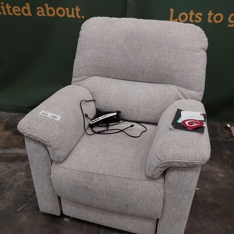 QUALITY BRITISH DESIGNER G PLAN CHADWICK DUEL ELEVATE EASY CHAIR CORAL MULTI FABRIC