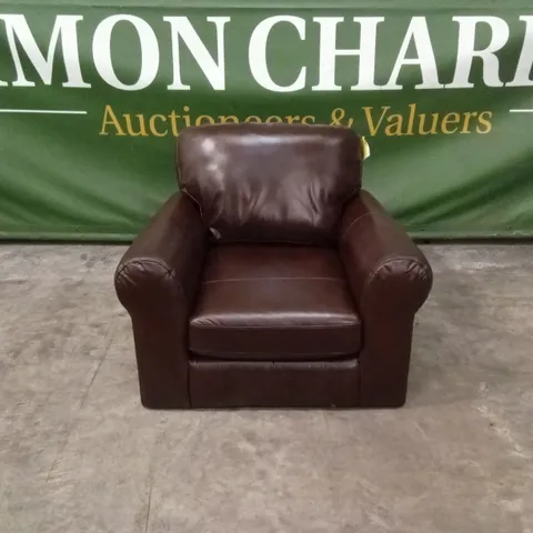 BAILEY LEATHER ARMCHAIR - CHOCOLATE
