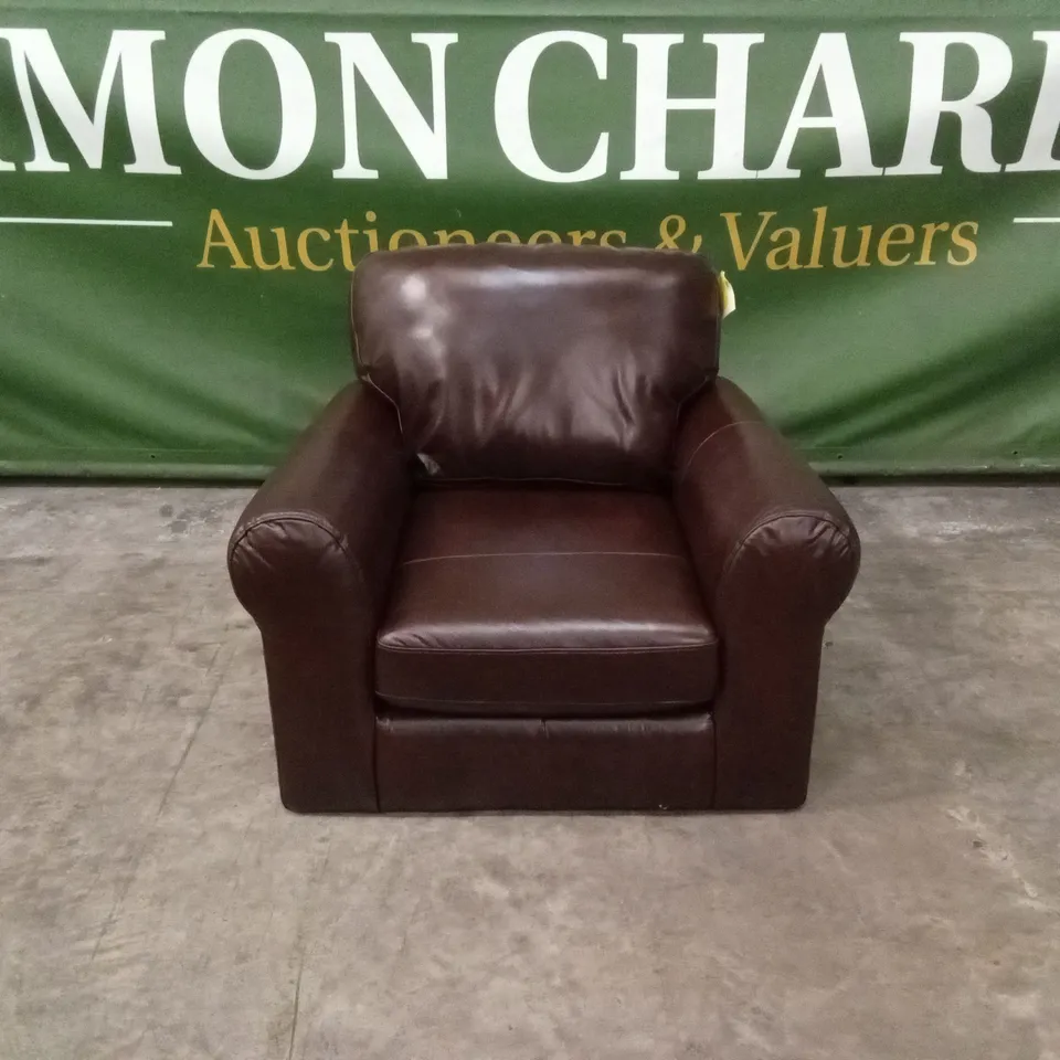 BAILEY LEATHER ARMCHAIR - CHOCOLATE RRP £699
