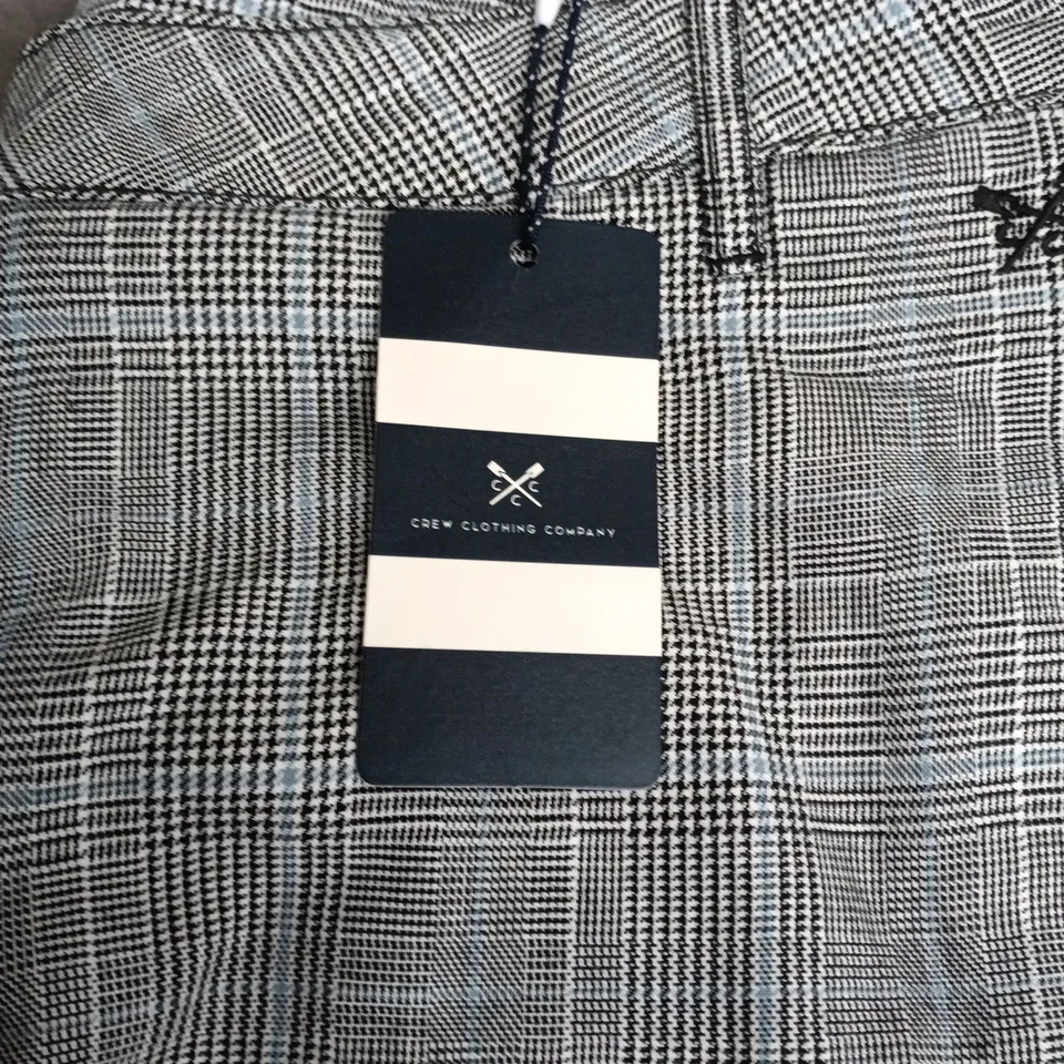 CREW CLOTHING COMPANY CHECK SMART TROUSER – BLACK CHECK, UK 14