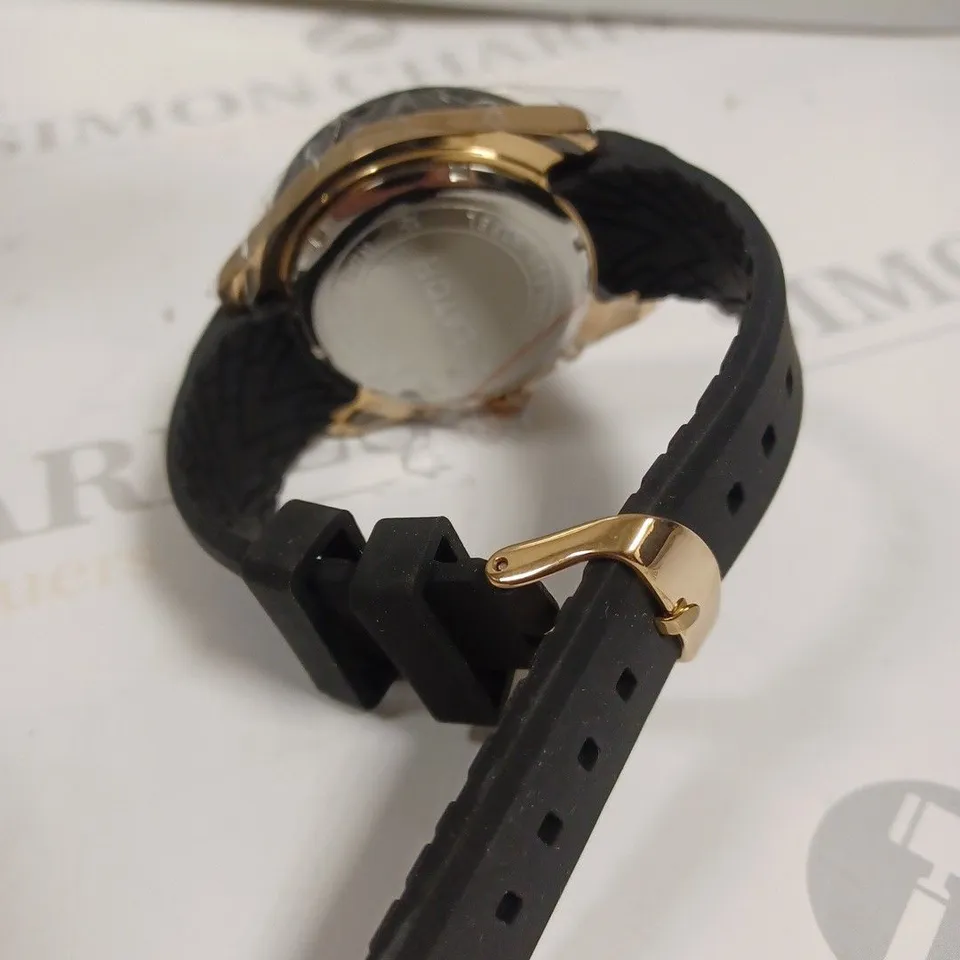 LATOR CALIBRE L2842 CHRONOGRAPH SUB DIALS BLACK STRAP WATCH