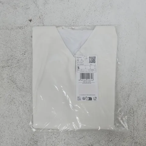 BAGGED MANGO V-NECK KNITTED TOP IN WHITE SIZE SMALL