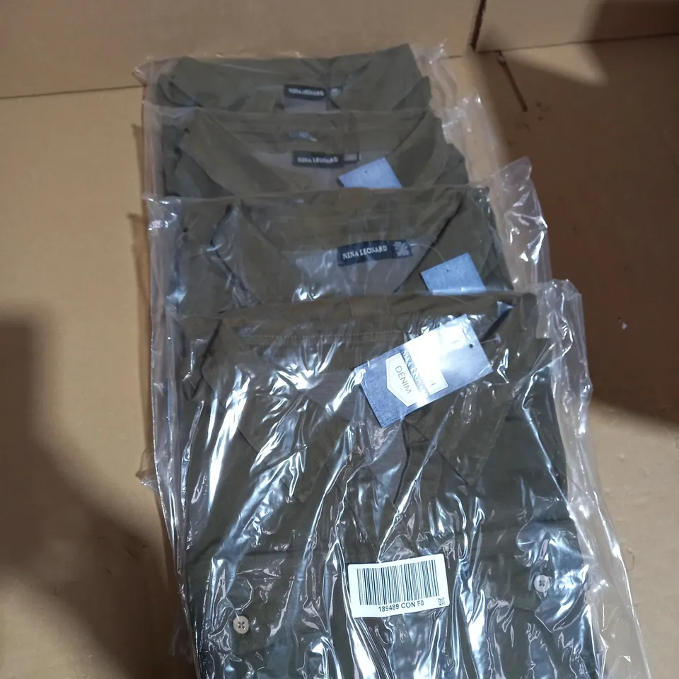 4x BRAND NEW NINA LEONARD ELBOW SLEEVE BUTTON UP STRETCH DENIM DRESS 3XL