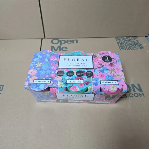 BOX OF APPROXIMATELY 8 FLORAL SCENTED DEHUMIDIFIERS 3 PACK 