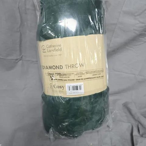 CATHERINE LANSFIELD DIAMOND THROW – TEAL-130CM X 170CM 