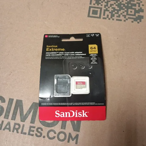 SANDISK EXTREME MICROSDXC UHS-I CARD WITH ADAPTER – 64GB