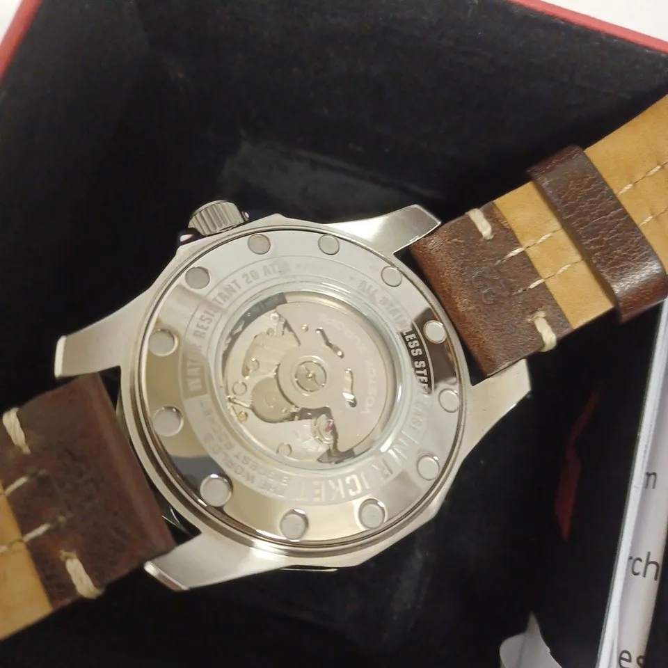 BOXED VOSTOK EUROPE N1 ROCKET AUTOMATIC WATCH GENUINE LEATHER STRAP BROWN